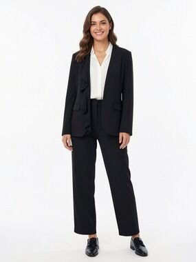Long Tall Sally Black Women's Blazer ruffle collar size 14